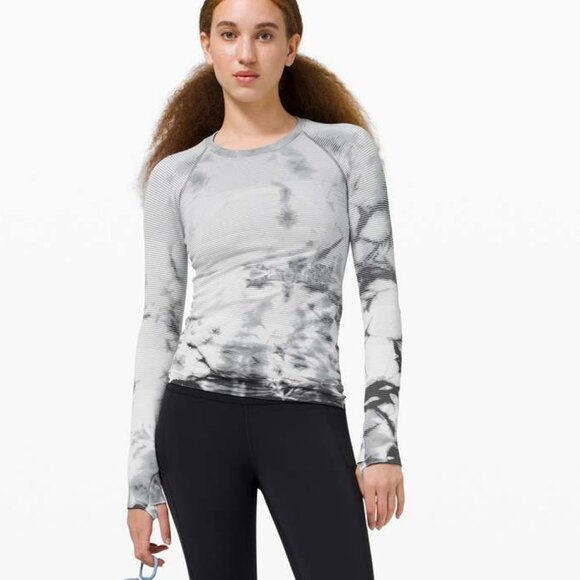 Lululemon Swiftly Tech Long Sleeve 2.0 MultiDye Shibori Stripe Graphite Grey - Picture 2 of 10